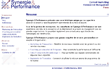 Front page of Synergie & Performance's website